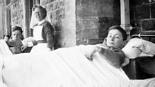 Archive photograph of a young patient being treated for Tuberculosis at a sanatorium hospital.