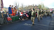 Salute after their freedom march around Salisbury