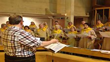 The Clifton Cathedral Choir warming up before the concert