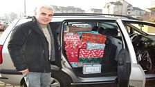 Shoeboxes on their final journey