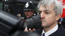 Chris Huhne meets the press at Southwark Crown Court