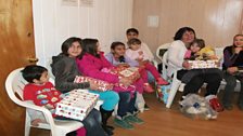 Romanian orphans celebrating Christmas