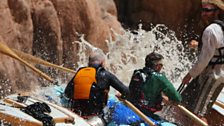 Adam, Bryan and Mike battling to stay afloat on the river.