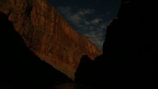 Sun setting and casting shadows through the Canyon.