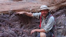 Dougal demonstrating the 'great unconformity'.