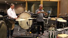 Percussionists Steve Webberley and Alasdair Malloy create our spooky noises!