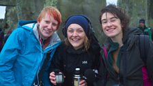 Intrepid (and soggy) reporters Emily Knight, Polly Weston and Sophie Anton