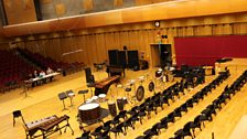 鶹 Hoddinott Hall hosted the percussion auditions, the panel here waiting for the next perfomer to enter