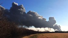 Sherburn in Elmet smoke plume from a distance