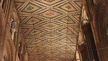 The Cathedral's painted wooden ceiling