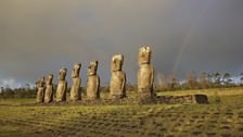 Ahu Akivi in the centre of Easter Island