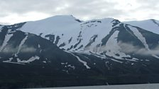 Iceland snow capped mountains bay Husavik