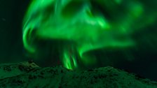 Aurora and volcano, Kattfjordeidet, Kvaloya