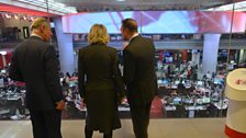 HRH The Prince of Wales and The Duchess of Cornwall survey the ý Newsroom