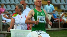 Patsy lines up for the final of the 100 metres