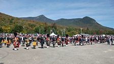 Bands on the Parade Square at the opening of the New Hampshire Highland Games