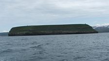 Puffin island off the coast near Husavik.