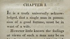 The first lines of Pride and Prejudice published in a first edition of the novel in 1813