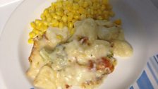 Cauliflower cheese with sweetcorn