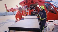 A patient arrives at the Royal London with London's Air Ambulance.