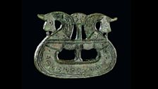 Brooch shaped like a ship, 800-1050. Tjørnehøj II, Fyn, Denmark