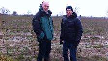 Julian Rush meets Steve Lee, from Forest Research, in the sapling plantation