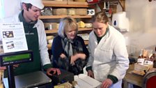 Andy & Kathy Swinscoe show judge Fiona Beckett around their shop