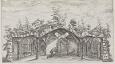 William Kent. "Section of Merlin's Cave in the Royal Gardens at Richmond." By John Vardy, From Some Designs...(1744), plate 32