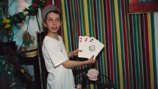 lo’s card trick at her birthday party, NYC, 1996