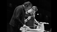 Juanjo Mena and Martin Grubinger in rehearsal.