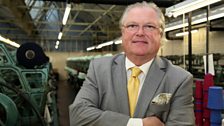 Lord Digby Jones inside the Hawick Knitware Mill