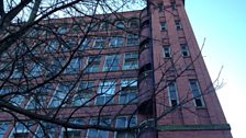 The imposing Mill building, in Belper