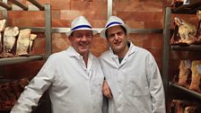 Peter Hannan and Valentine Warner in Peter's Himalayan salt ageing chamber