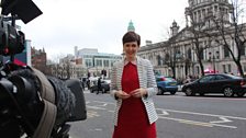 Marie-Louise Muir doing the opening link at Belfast City Hall