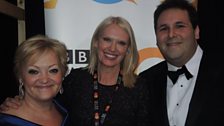 Anneka with Maria Friedman and David Babani from Merrily We Roll Along