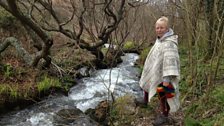 Singer Danu Fox enjoys the sound of the stream in the Cot Valley