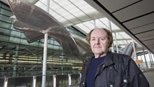 Artist Richard Wilson with his sculpture, Slipstream