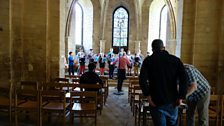 David Flood with the Choristers of Canterbury Cathedral