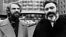 Writers Galton and Simpson standing outside 91ȱ Television Centre in 1970