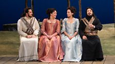 Matthew Polenzani as Ferrando, Susanna Phillips as Fiordiligi, Isabel Leonard as Dorabella, and Rodion Pogossov as Guglielmo