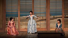 Susanna Phillips as Fiordiligi, Isabel Leonard as Dorabella, and Danielle de Niese as Despina in Mozart's "Così fan tutte."