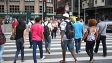 Street traffic in Sao Paulo, on the Praça de Republica.