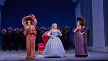 Rachelle Durkin as Clorinda, Joyce DiDonato as Angelina, and Patricia Risley as Tisbe