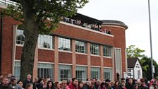 Spectators lined streets and balconies