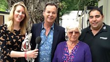 Laura Rawlings with Julian Clary, Julian's mother Brenda McDonald, and Martin Evans