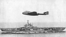 The World's first landing of a jet on an aircraft carrier, 1945.