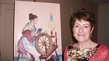 Celine McGlynn with her painting of Sarah Leech