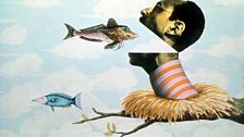 Terry Gilliam animation of a man eating a fish.