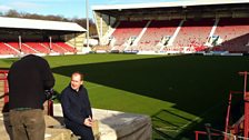 Cameraman Neil MacConnell and Presenter Alex O'Henley enjoying the sunshine at Dunfermline Athletic FC