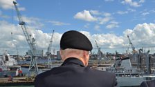 A veteran on the ferry approaching Arromanches